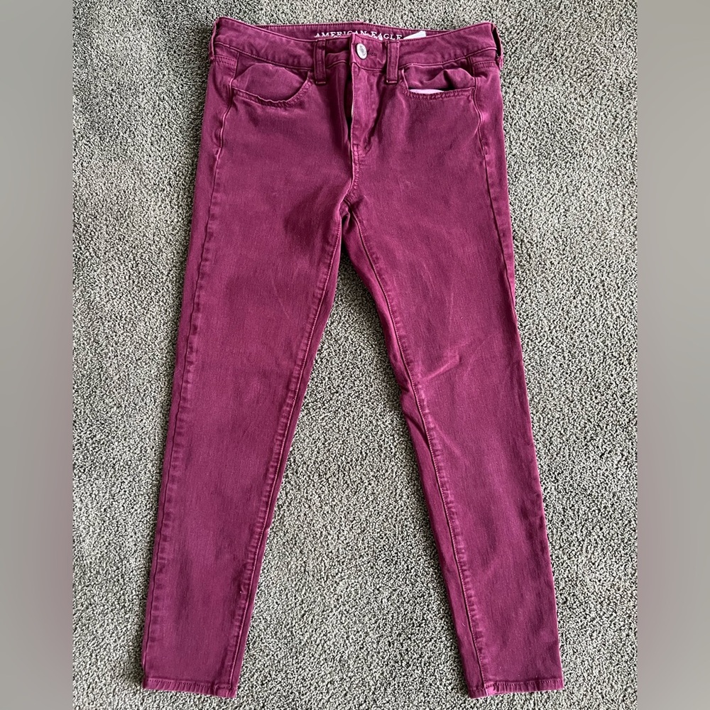 Red/Maroon American Eagle Jeggings Size 6 Short